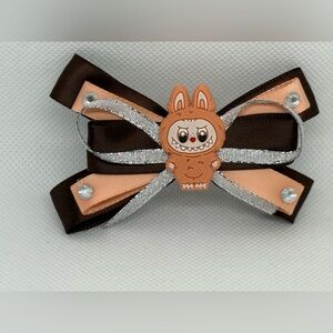Brown and Silver Kids Hair Bow